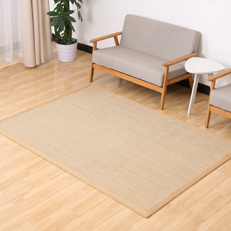 Simple Multicolor Solid Area Rug Jute Lodge Rug Machine Washable Rug for Indoor with Border for the Living Room