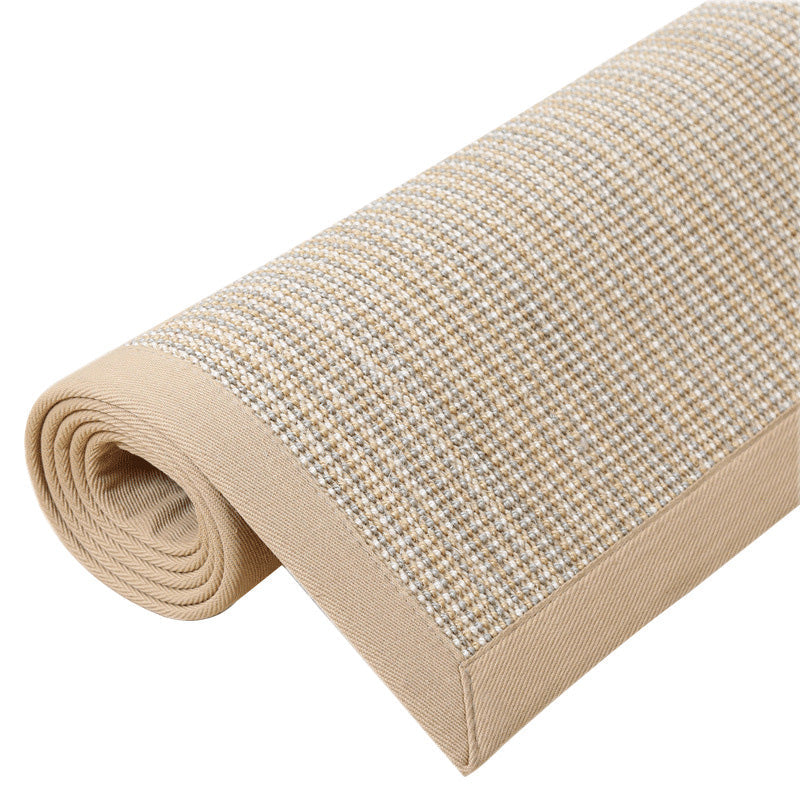 Simple Multicolor Solid Area Rug Jute Lodge Rug Machine Washable Rug for Indoor with Border for the Living Room