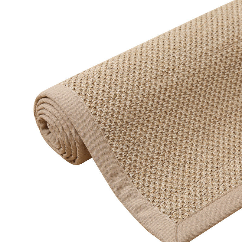 Simple Multicolor Solid Area Rug Jute Lodge Rug Machine Washable Rug for Indoor with Border for the Living Room