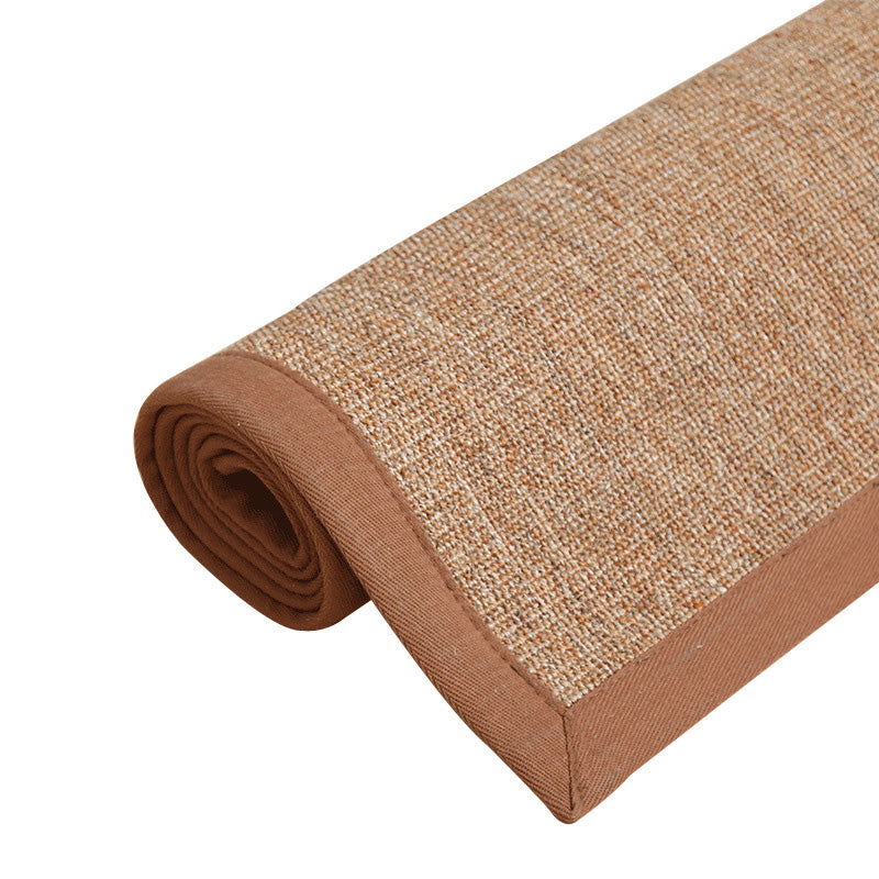 Simple Multicolor Solid Area Rug Jute Lodge Rug Machine Washable Rug for Indoor with Border for the Living Room