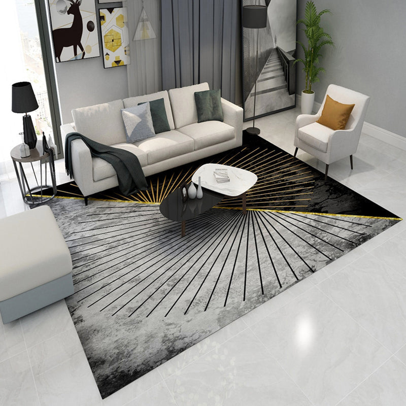 Simple Geometric Print Rug Multi-Colored Modern Carpet Polypropylene Non-Slip Backing Stain Resistant Washable Rug for Home
