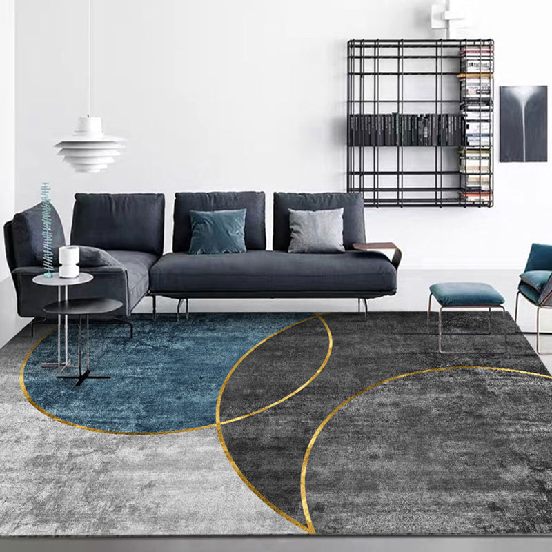 Simple Geometric Print Rug Multi-Colored Modern Carpet Polypropylene Non-Slip Backing Stain Resistant Washable Rug for Home