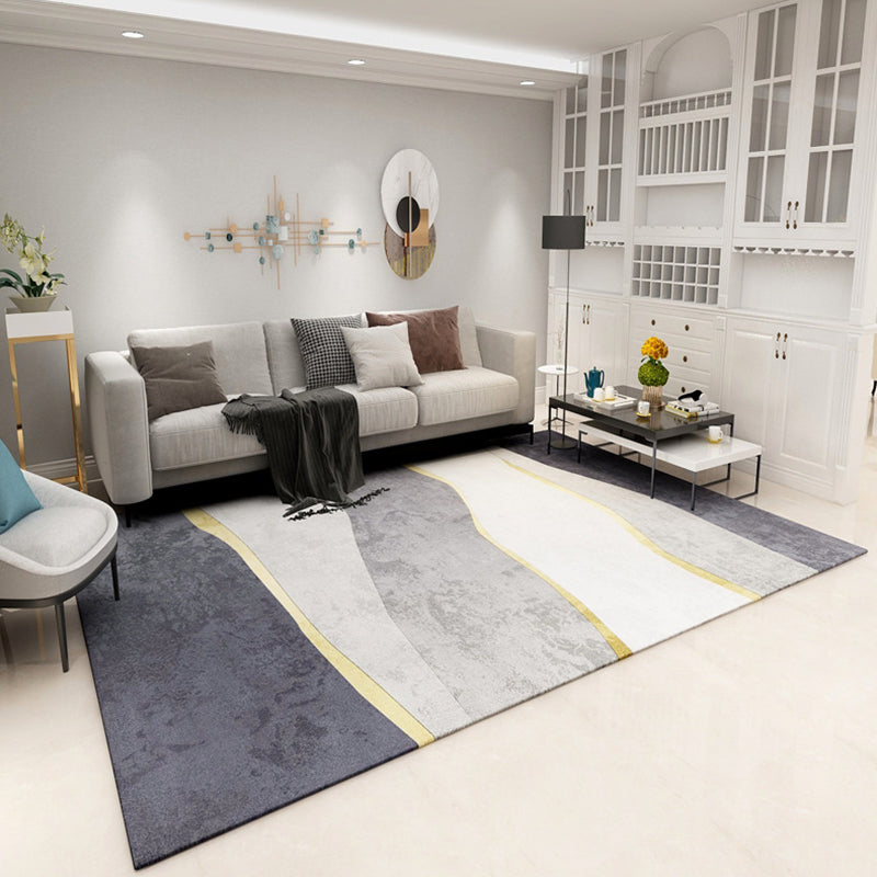 Simple Geometric Print Rug Multi-Colored Modern Carpet Polypropylene Non-Slip Backing Stain Resistant Washable Rug for Home