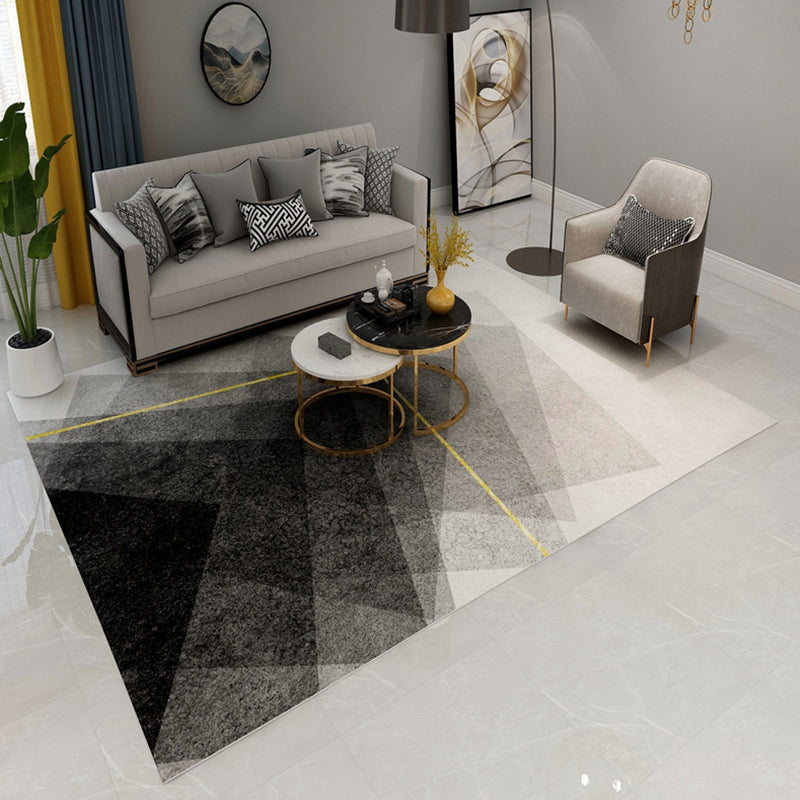 Simple Geometric Print Rug Multi-Colored Modern Carpet Polypropylene Non-Slip Backing Stain Resistant Washable Rug for Home