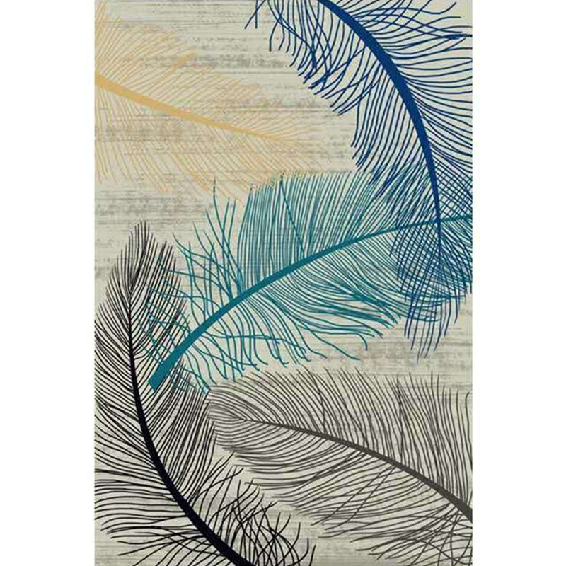 Minimalist Living Room Rug Multicolored Geometric Lines Printed Mat Polypropylene Stain Resistant Non-Slip Pet Friendly Mat