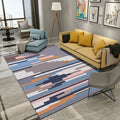 Minimalist Living Room Rug Multicolored Geometric Lines Printed Mat Polypropylene Stain Resistant Non-Slip Pet Friendly Mat