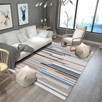 Minimalist Living Room Rug Multicolored Geometric Lines Printed Mat Polypropylene Stain Resistant Non-Slip Pet Friendly Mat