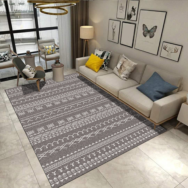 Minimalist Living Room Rug Multicolored Geometric Lines Printed Mat Polypropylene Stain Resistant Non-Slip Pet Friendly Mat