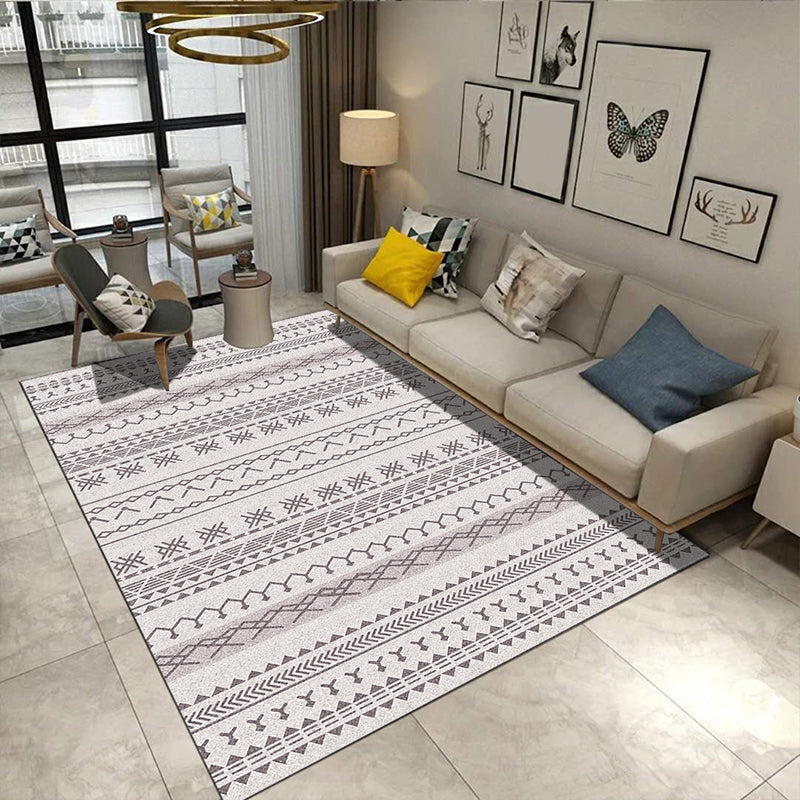 Minimalist Living Room Rug Multicolored Geometric Lines Printed Mat Polypropylene Stain Resistant Non-Slip Pet Friendly Mat