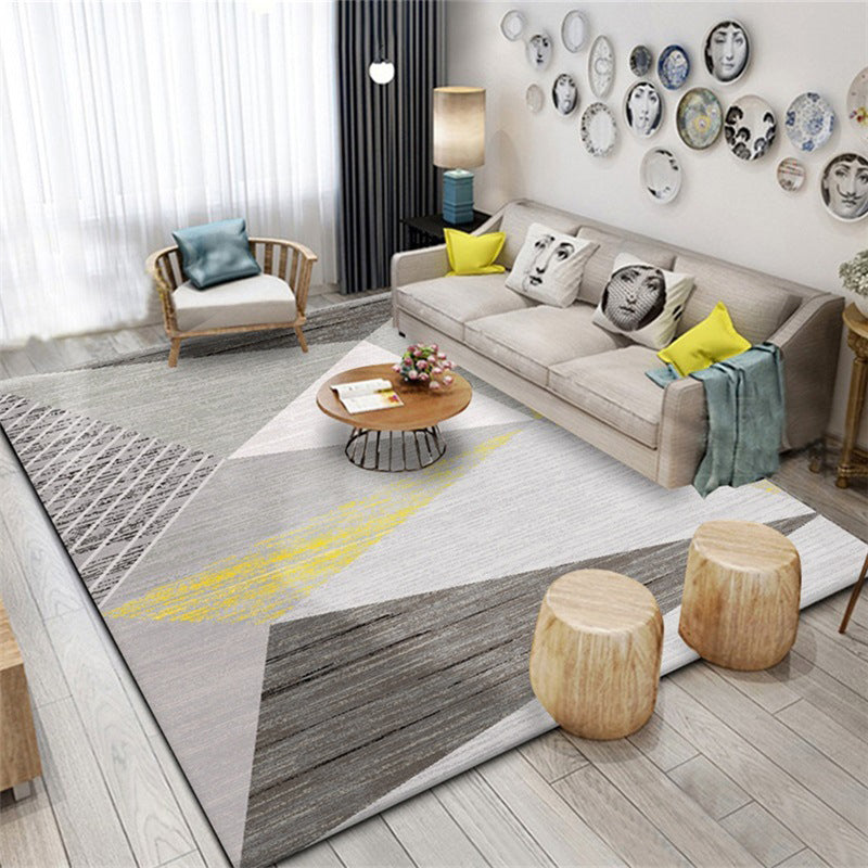 Modern Geometry Color Block Rug Multicolor Polyester Rug Pet Friendly Non-Slip Back Washing Machine Safe Rug for Room