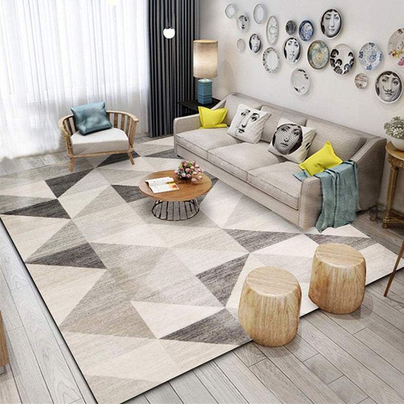 Modern Geometry Color Block Rug Multicolor Polyester Rug Pet Friendly Non-Slip Back Washing Machine Safe Rug for Room