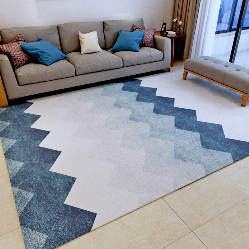 Modern Geometry Color Block Rug Multicolor Polyester Rug Pet Friendly Non-Slip Back Washing Machine Safe Rug for Room