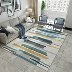 Modern Geometry Color Block Rug Multicolor Polyester Rug Pet Friendly Non-Slip Back Washing Machine Safe Rug for Room
