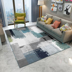 Modern Geometry Color Block Rug Multicolor Polyester Rug Pet Friendly Non-Slip Back Washing Machine Safe Rug for Room