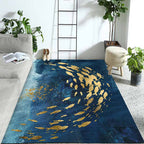 Modern Geometry Color Block Rug Multicolor Polyester Rug Pet Friendly Non-Slip Back Washing Machine Safe Rug for Room
