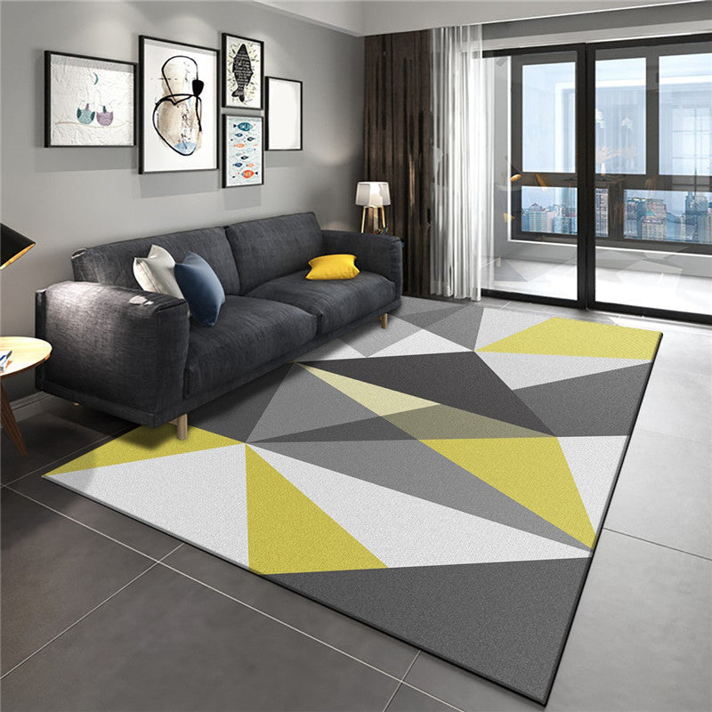 Modern Geometry Color Block Rug Multicolor Polyester Rug Pet Friendly Non-Slip Back Washing Machine Safe Rug for Room
