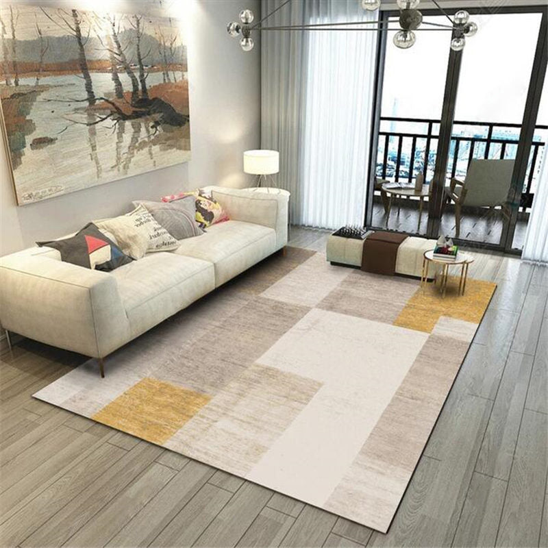 Modern Geometry Color Block Rug Multicolor Polyester Rug Pet Friendly Non-Slip Back Washing Machine Safe Rug for Room