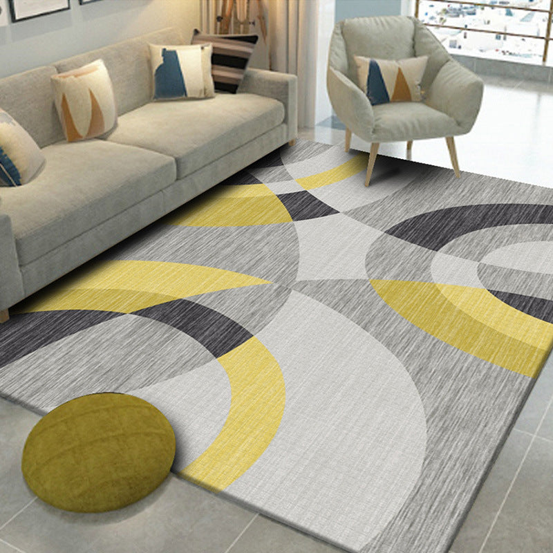 Modern Geometry Color Block Rug Multicolor Polyester Rug Pet Friendly Non-Slip Back Washing Machine Safe Rug for Room