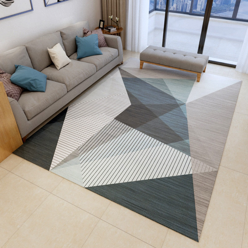 Modern Geometry Color Block Rug Multicolor Polyester Rug Pet Friendly Non-Slip Back Washing Machine Safe Rug for Room