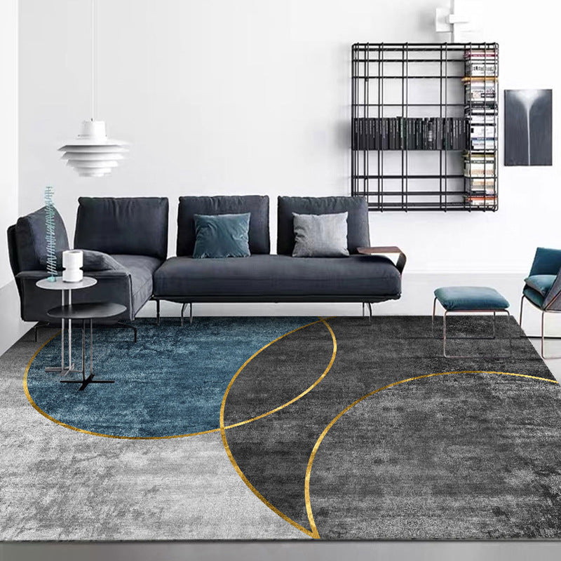 Contemporary Lounge Rug Multicolor Melange Geometric Rug Polypropylene Stain Resistant Machine Washable Non-Slip Rug
