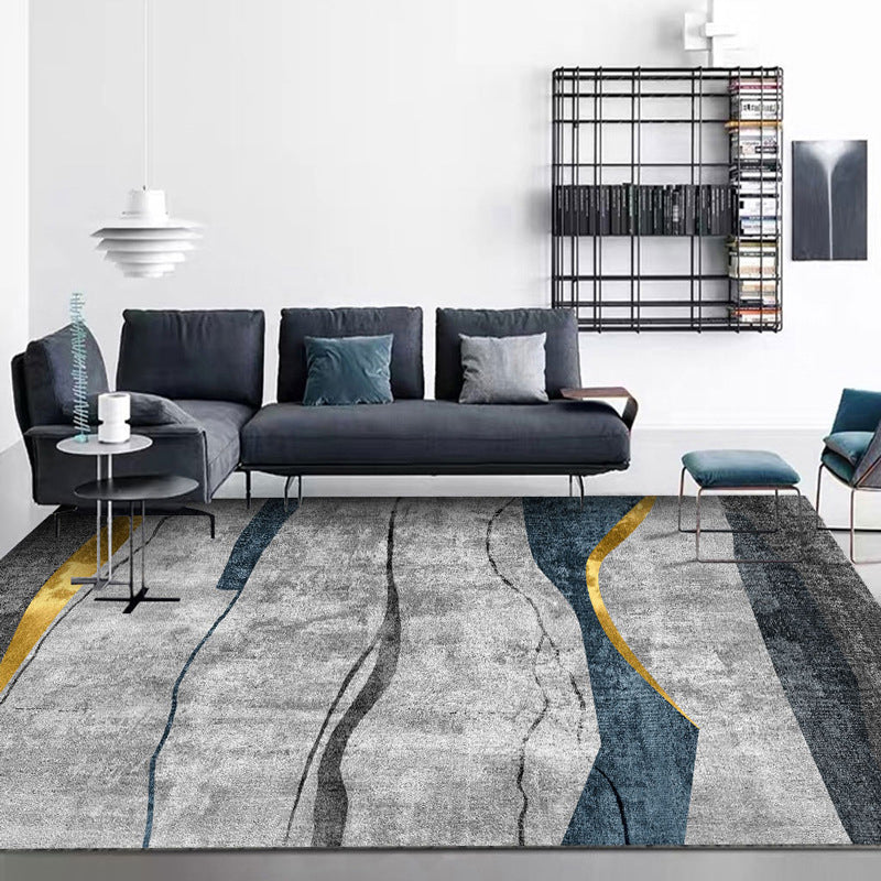 Contemporary Lounge Rug Multicolor Melange Geometric Rug Polypropylene Stain Resistant Machine Washable Non-Slip Rug