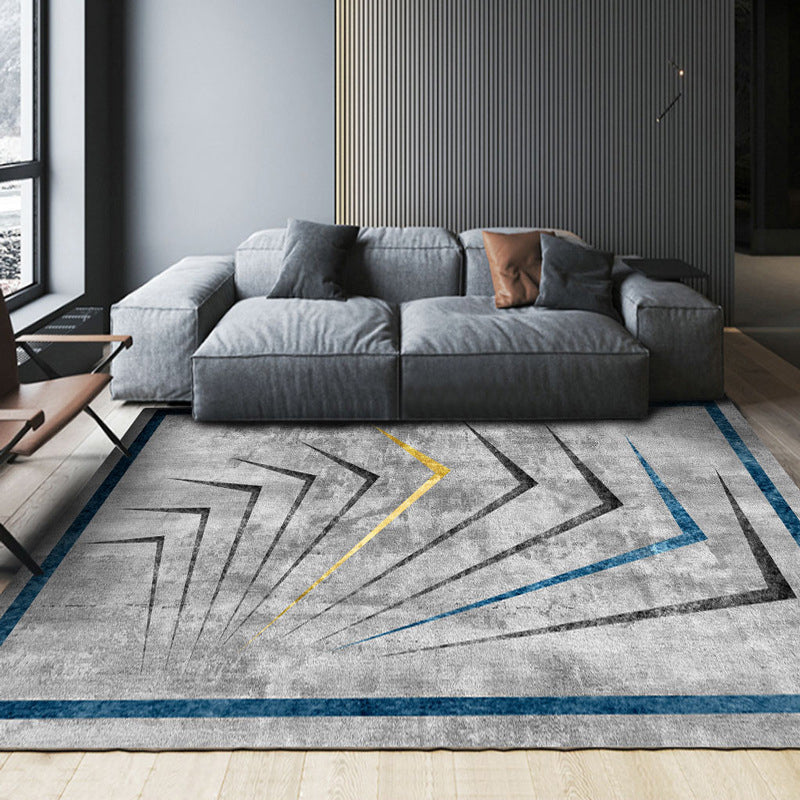 Contemporary Lounge Rug Multicolor Melange Geometric Rug Polypropylene Stain Resistant Machine Washable Non-Slip Rug