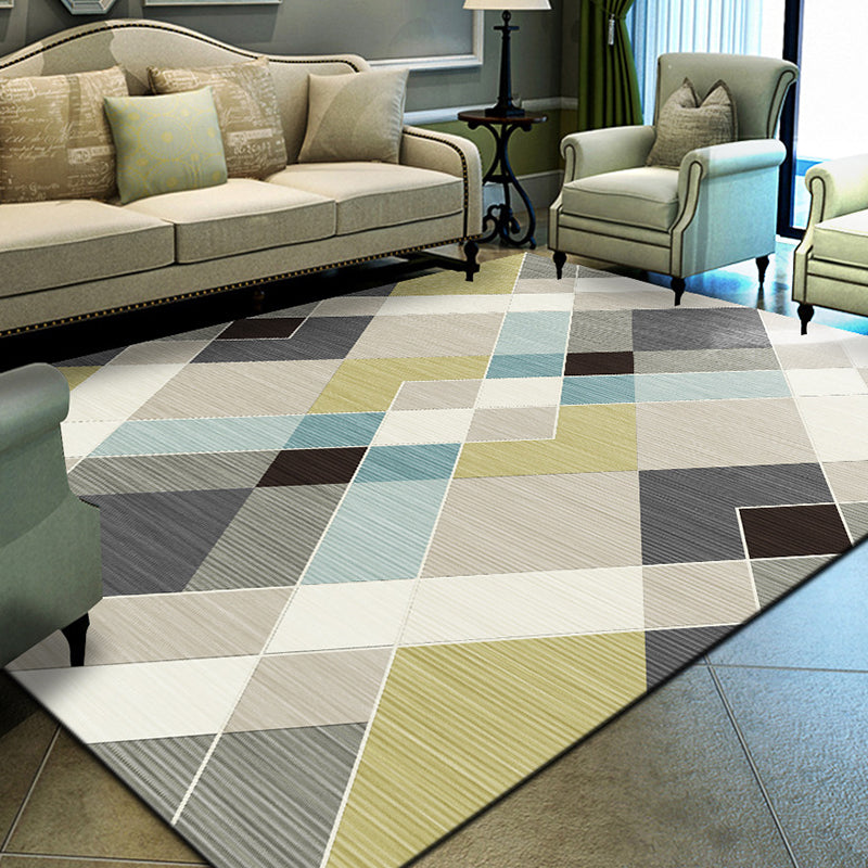 Unique geometric print rug Multicolored Modern rug Synthetic Stain-resistant Washable Non-slip backing Rug for home