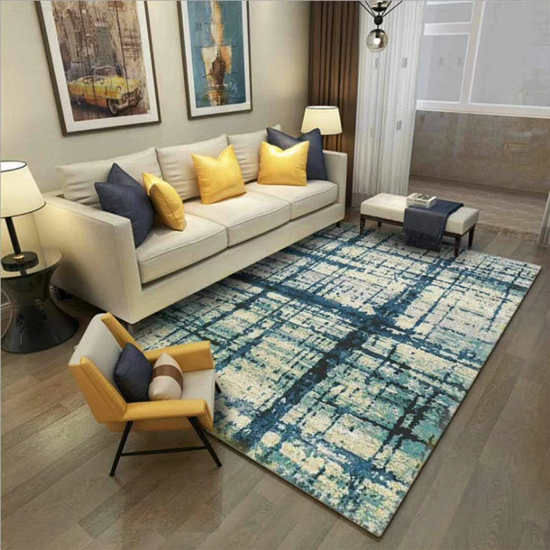 Multicolored modern rug polyester graphic print area rug machine washable non-slip backing stain-resistant rug for the living room