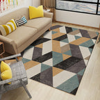 Multicolored modern rug polyester graphic print area rug machine washable non-slip backing stain-resistant rug for the living room