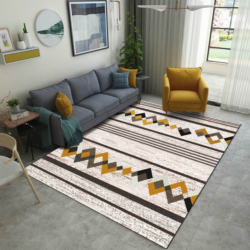 Multicolored modern rug polyester graphic print area rug machine washable non-slip backing stain-resistant rug for the living room