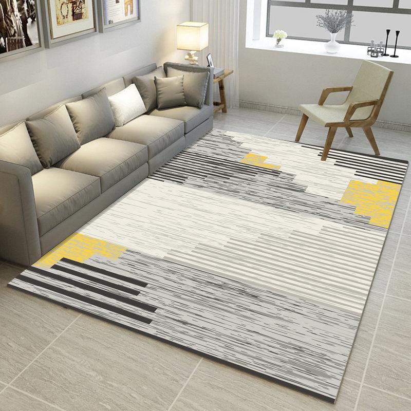 Multicolored modern rug polyester graphic print area rug machine washable non-slip backing stain-resistant rug for the living room