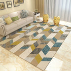 Multicolored modern rug polyester graphic print area rug machine washable non-slip backing stain-resistant rug for the living room