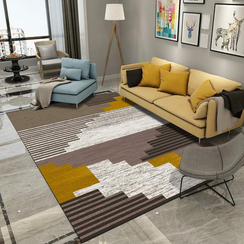 Nordic Drawing Room Carpet Multicolored Patterned Carpet Polypropylene Machine Washable Non-Slip Backing Pet-Friendly Carpet