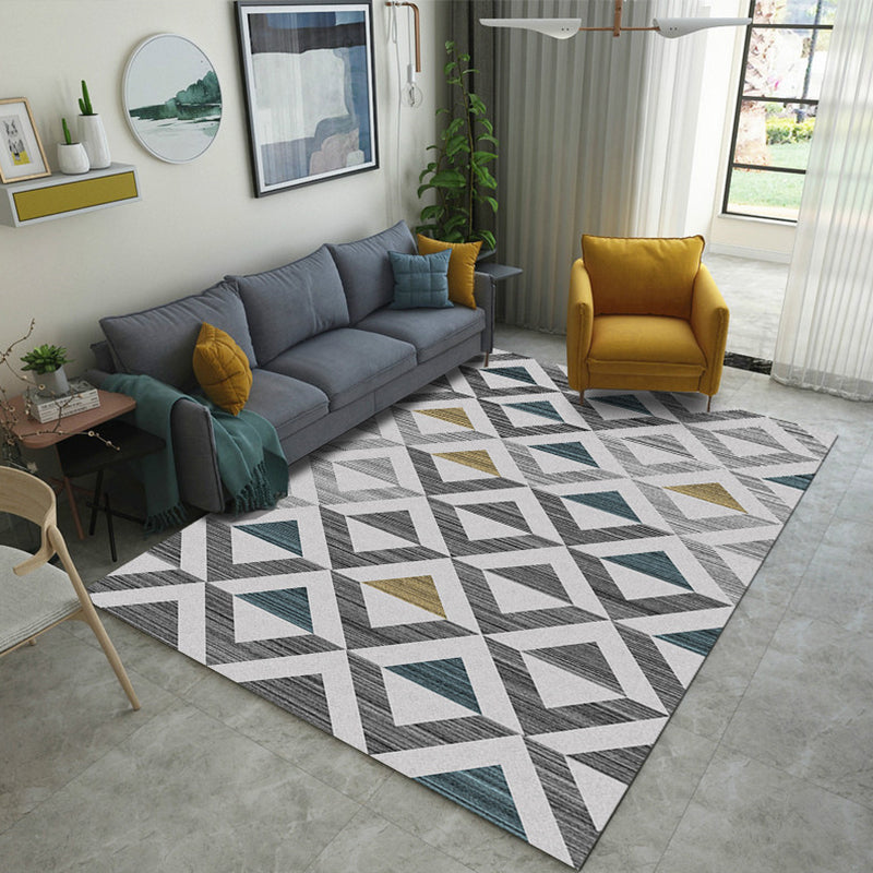 Nordic Drawing Room Carpet Multicolored Patterned Carpet Polypropylene Machine Washable Non-Slip Backing Pet-Friendly Carpet