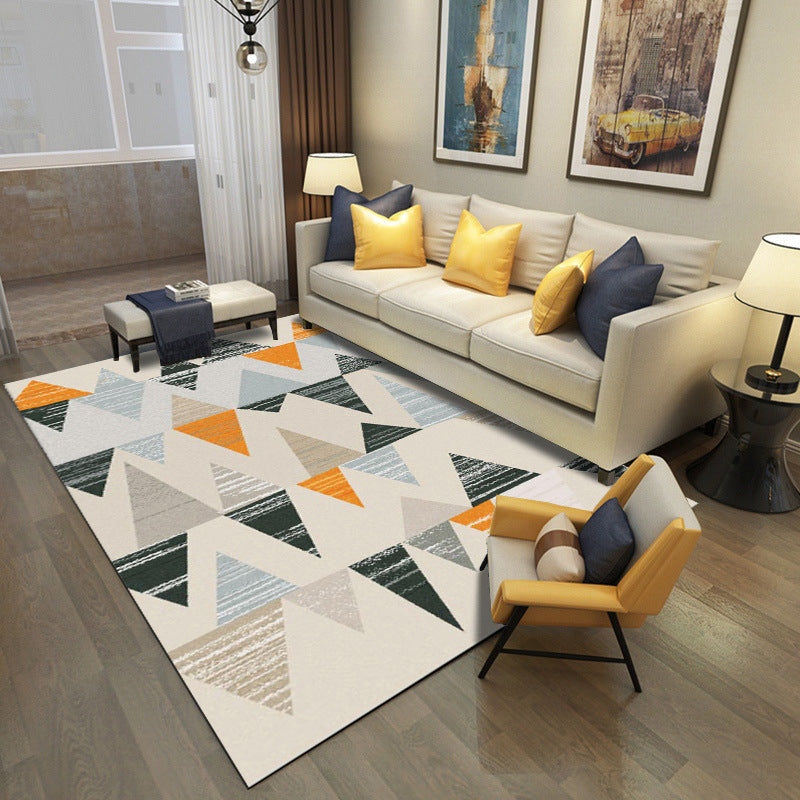 Nordic Drawing Room Carpet Multicolored Patterned Carpet Polypropylene Machine Washable Non-Slip Backing Pet-Friendly Carpet