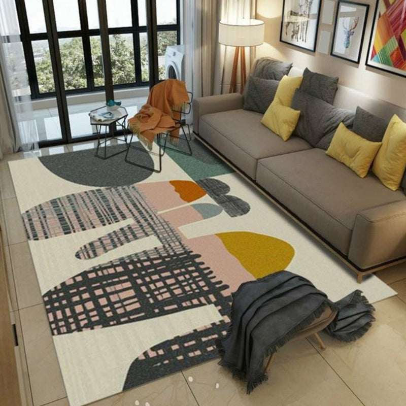 Nordic Drawing Room Carpet Multicolored Patterned Carpet Polypropylene Machine Washable Non-Slip Backing Pet-Friendly Carpet