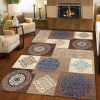 Nordic Drawing Room Carpet Multicolored Patterned Carpet Polypropylene Machine Washable Non-Slip Backing Pet-Friendly Carpet