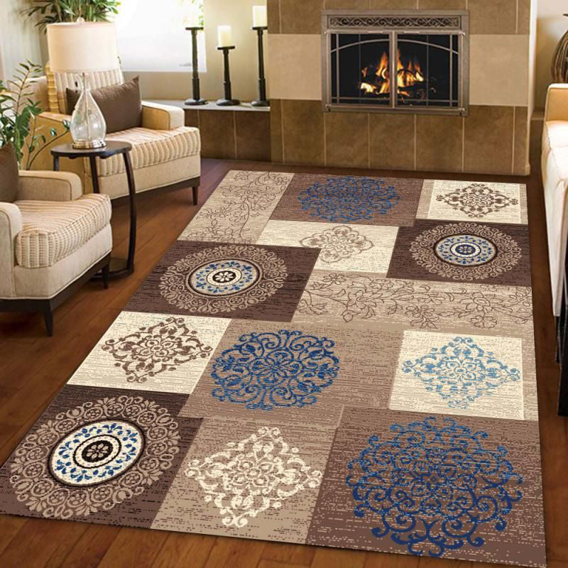 Nordic Drawing Room Carpet Multicolored Patterned Carpet Polypropylene Machine Washable Non-Slip Backing Pet-Friendly Carpet