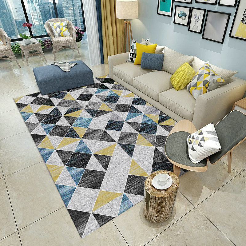 Nordic Drawing Room Carpet Multicolored Patterned Carpet Polypropylene Machine Washable Non-Slip Backing Pet-Friendly Carpet