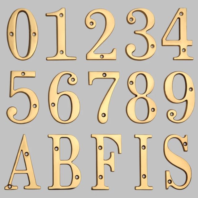 Traditional house numbers made of solid brass