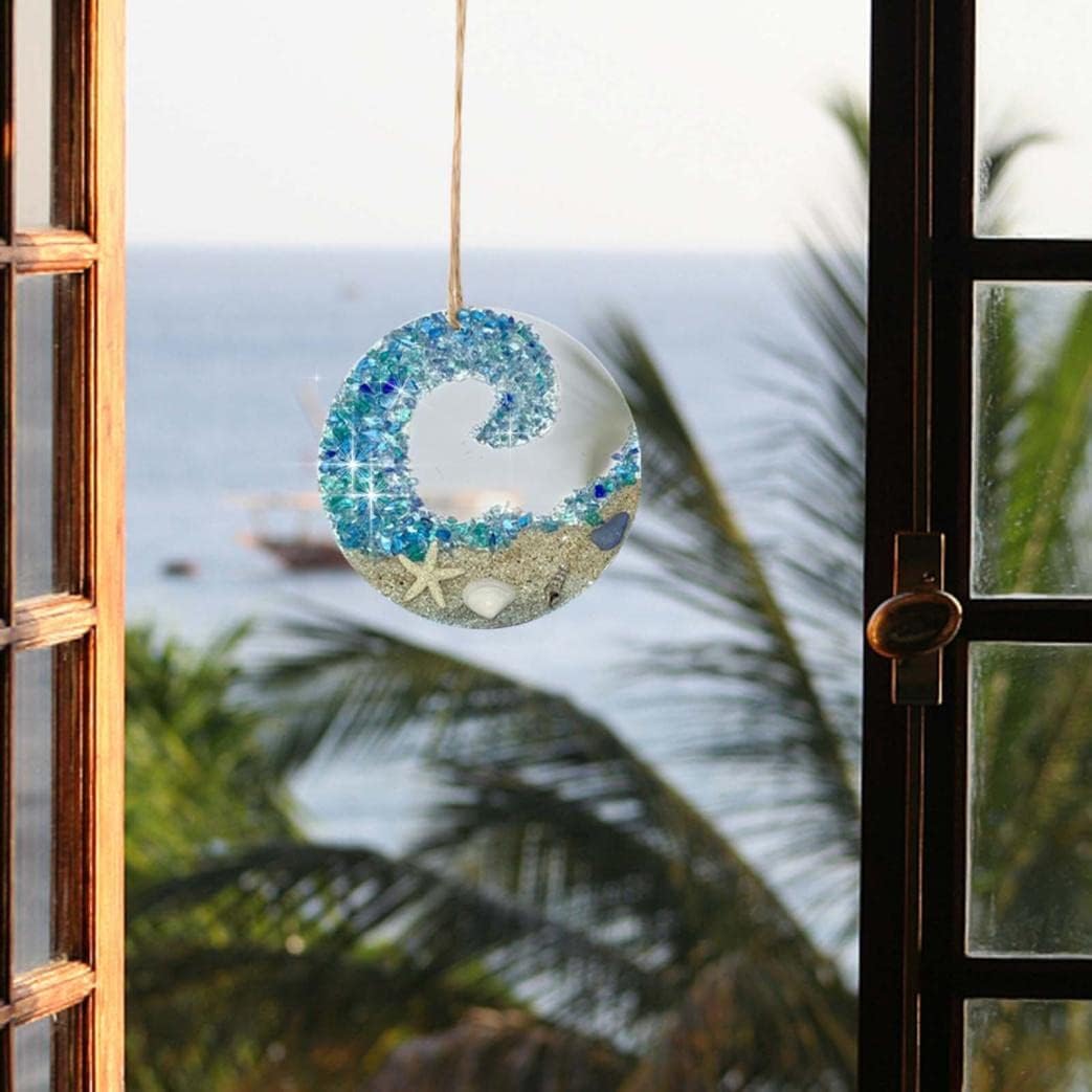 Ocean glass sun catcher - Ocean-breaking wave beach ornament