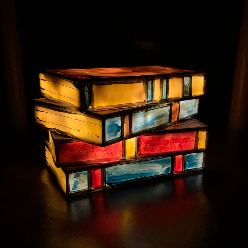 LumeNova Stained Glass Book Lamp | LED Table Light | Mood Light | Decorative Lighting for Home