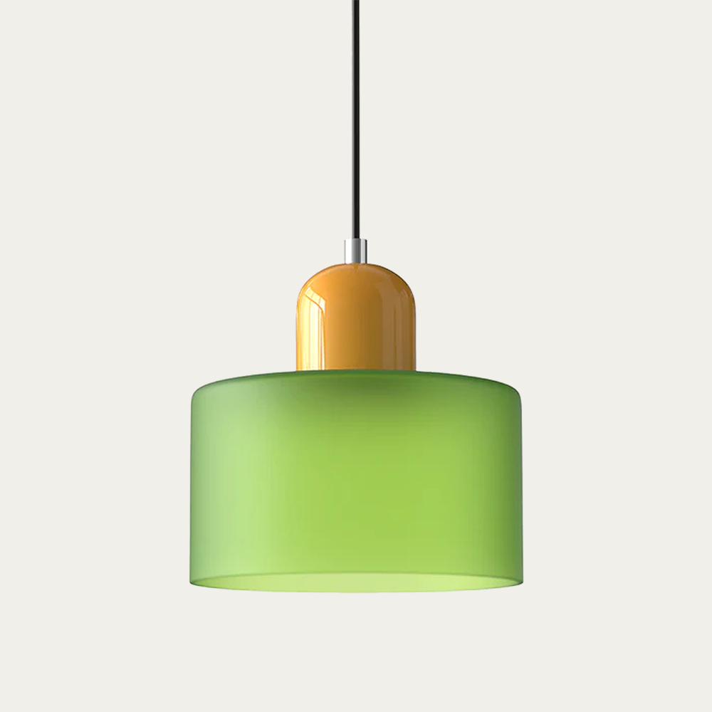 Glass light in subtle colors of the kitchen