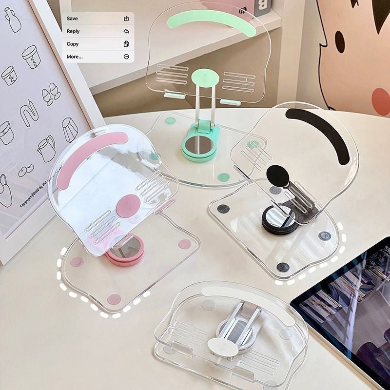Folding transparent acrylic tablet stand