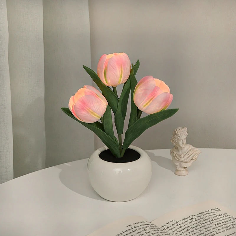 LED Tulip Nightstand Lamp Flower Table Lamp