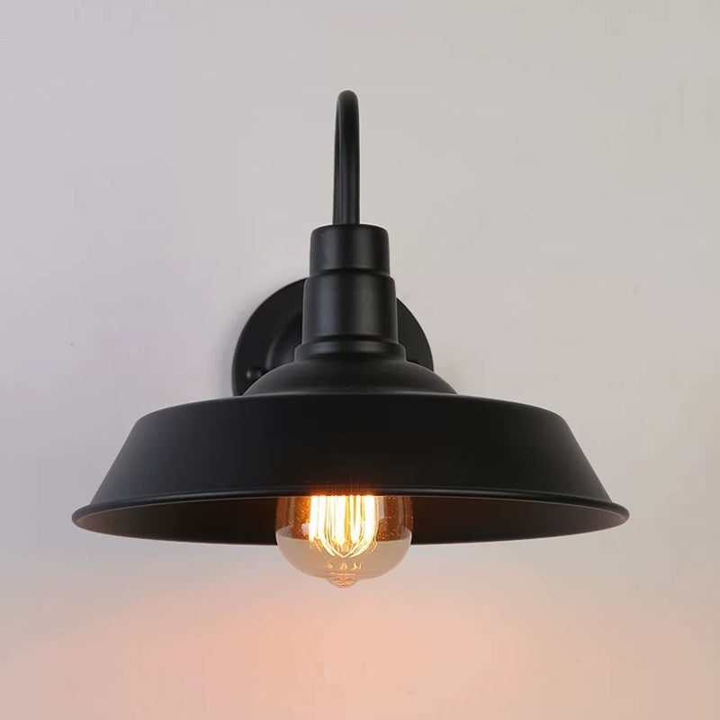 Single Bulb Wall Lamp Vintage Pot Cover Iron Wall Mounted Lamp for Restaurant