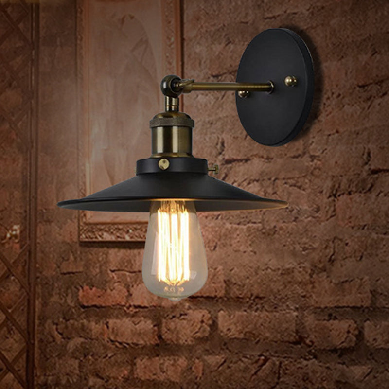 Iron conical shade wall lamp simplicity restaurant wall lamp in black