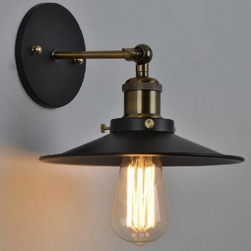 Iron conical shade wall lamp simplicity restaurant wall lamp in black