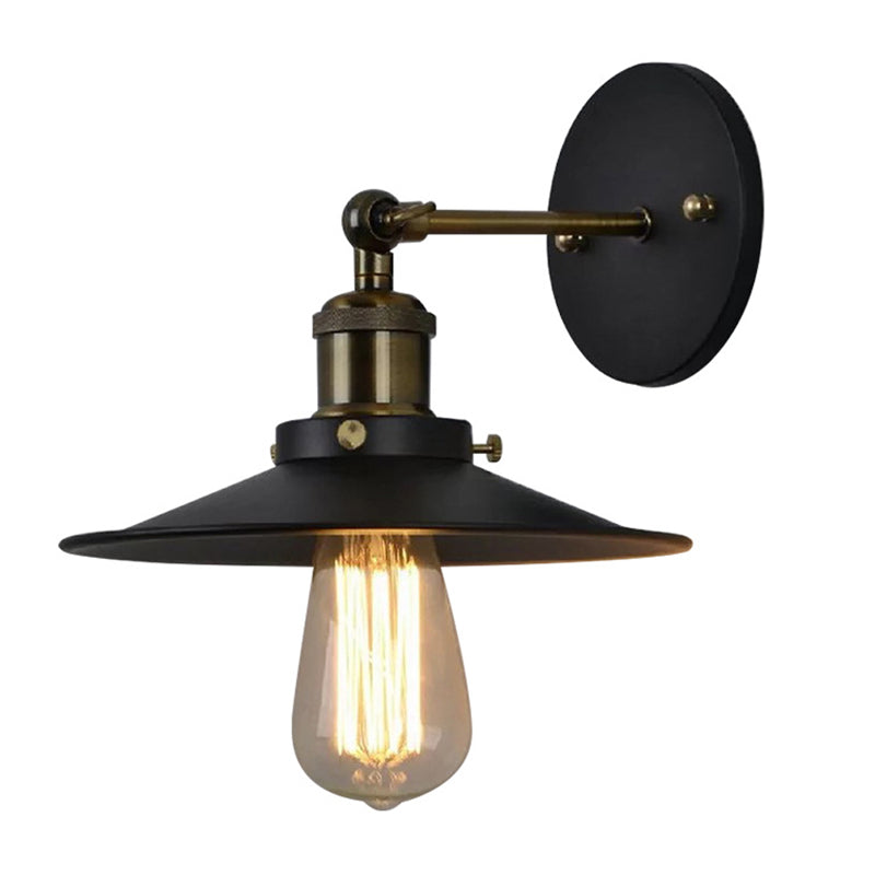 Iron conical shade wall lamp simplicity restaurant wall lamp in black