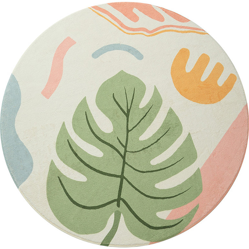 Cute Kids Room Carpet Multi color Plant Printed Area Rug Polyester Non-Slip Rug Machine Washable Carpet